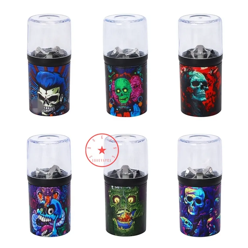 Smoking Colorful Skull Pattern Dry Herb Tobacco Grind Spice Miller USB Electric Grinder Portable Innovative Shredder Handpipes Preroll Cigarette Holder DHL