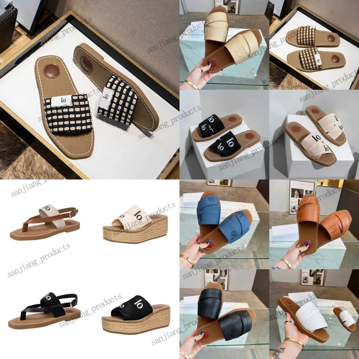 2024 Luxury Sandals Famous Designer Women Slippers Woody Flat Mules Slides Straw Platform brand Shoes Embroidered Linen High Heel Sandale Espadrille Wedge Sliders