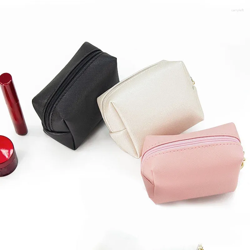 Bolsas cosméticas bolsas para mujeres impermeables PU cuero color sólido de maquillaje de maquillaje de maquillaje de maquillaje de lavado organizador de almacenamiento de tocador puro 2024