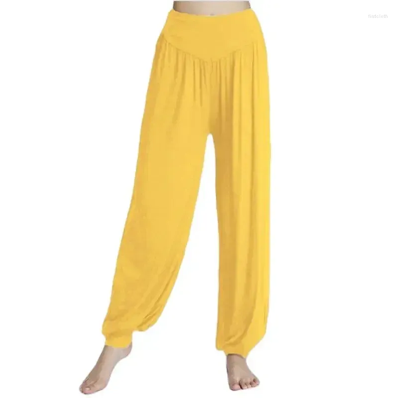 Pantalones activos de la cintura alta yoga más de color caramelo flores de color de moda