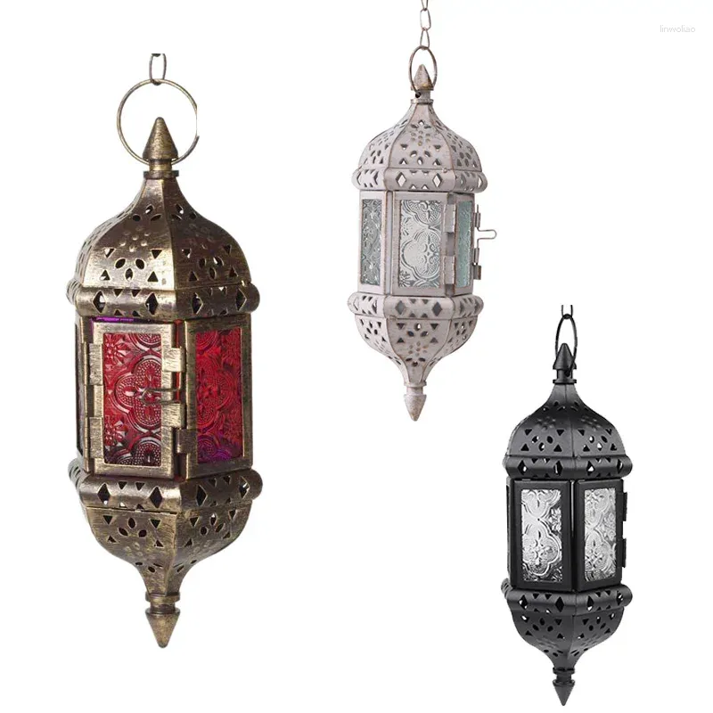 Candle Holders Hanging Holder Chandelier Moroccan Vintage Lantern Contain 40Cm Chain