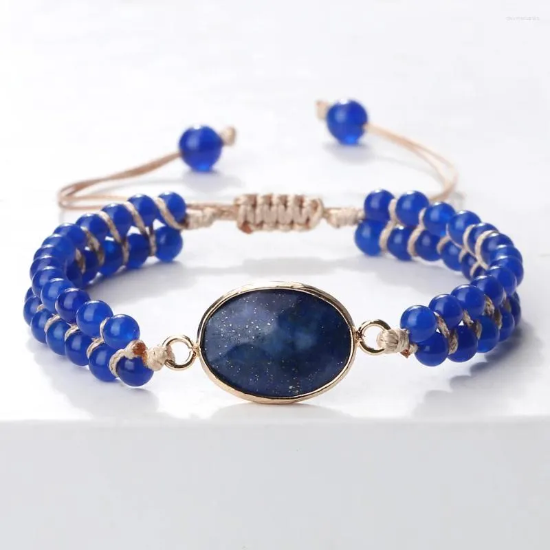 Strand Natural Blue Lapis Lazuli Stone Bracelet de 4 mm de 4 mm de braceletes de amizade artesanais de amizade