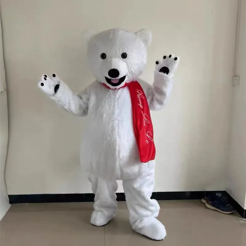 2024 Costume de mascotte de l'ours polaire de haute qualité Derbe pour hommes Femmes Halloween Outdoor Tinet Suit Mascot pour adulte