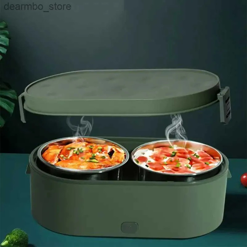 Bento Boxes USB Electric uppvärmda lunchlådor Rostfritt stål Portable Mat varmare bil Hem Portable Rice Cooker Warmer Lunch Bento Box L49