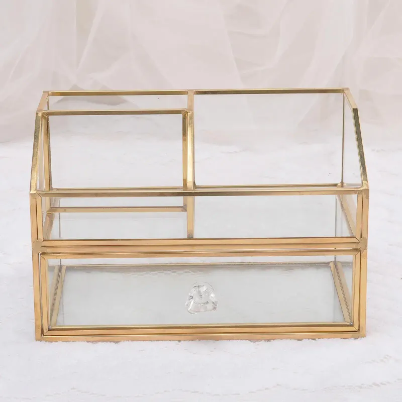 Makeup Brushes Cosmetic Storage Box 2 Tier Countertop Jewelry Display Organizer Dekorativ dekoration