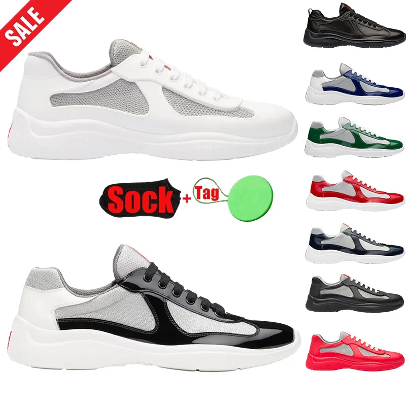 Americas Cup Designer Casual Scarpe per le scarpe da ginnastica da uomo in pelle Black Bianco Piattaforma verde Allenatori di gomma di lusso Chaussure Luxe Plate-Forme