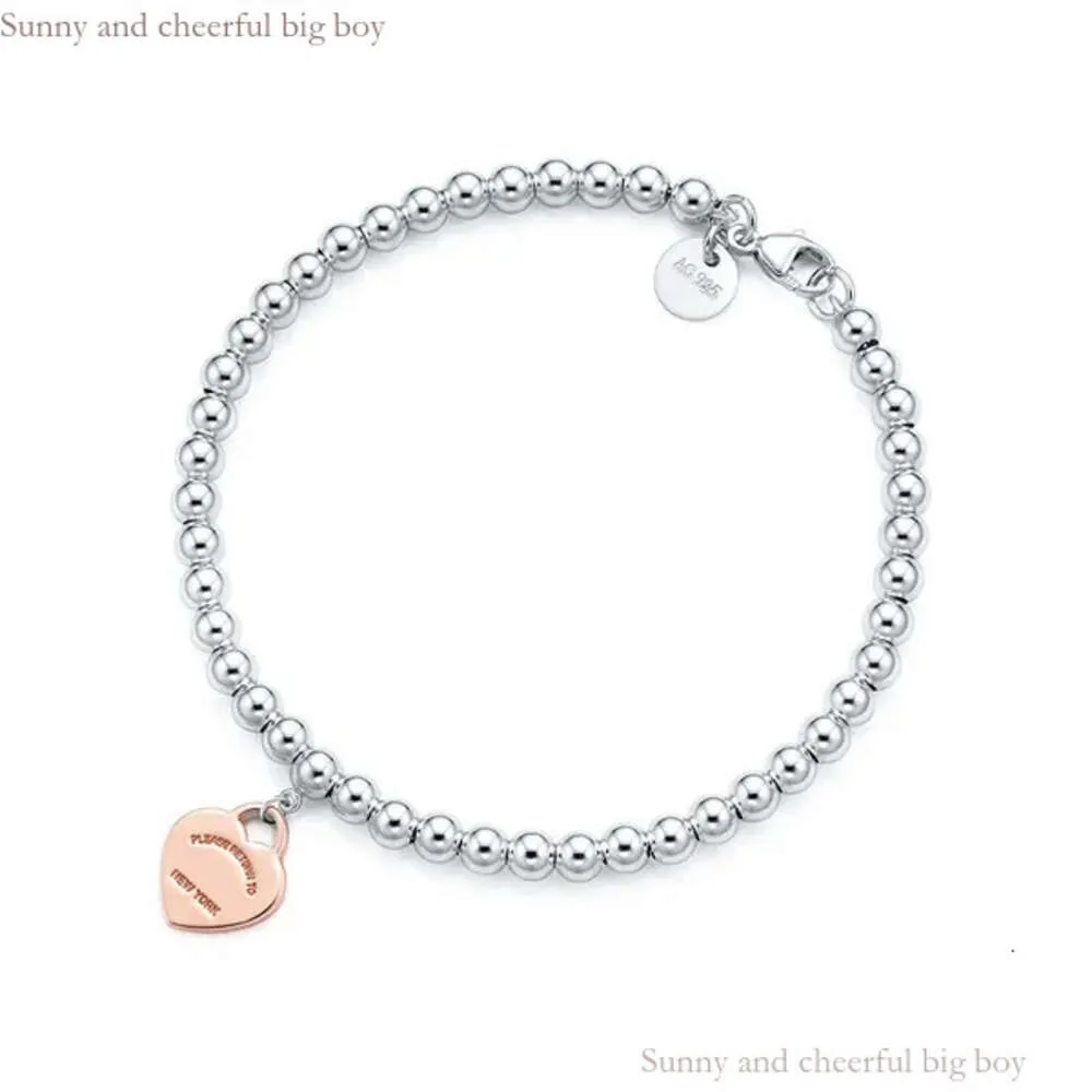 TiffanyJewelry Популярные серебряные 4 -миллиметровые круглые бусины Сердца высокого качества.
