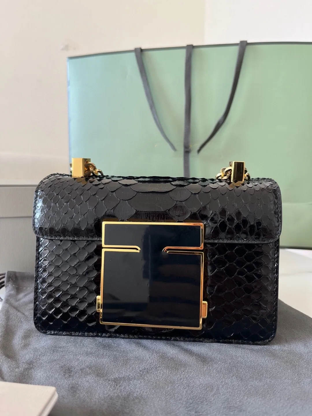 bolsa de luxo bolsa de luxo saco de ombro smalls tamanho 17 cm feito com África do Sul Raw Python Skin Gold Black 2 Cores Preço de atacado de entrega rápida