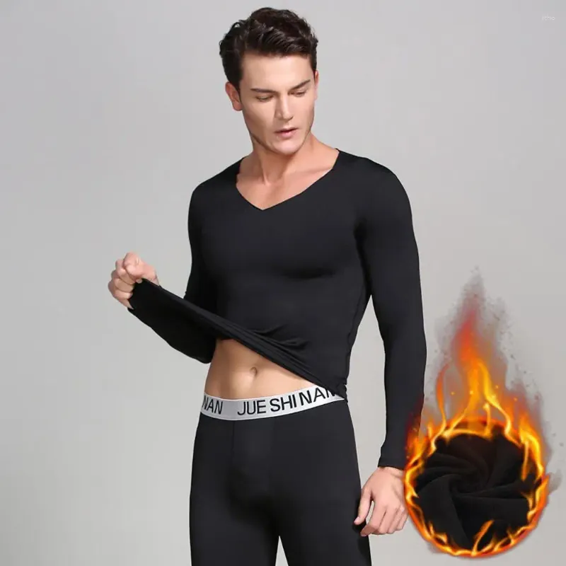 Ensembles de sous-vêtements thermiques masculins pour les hommes sans couture de thermo d'hiver élastique usure de longue date (haut en bas) homme