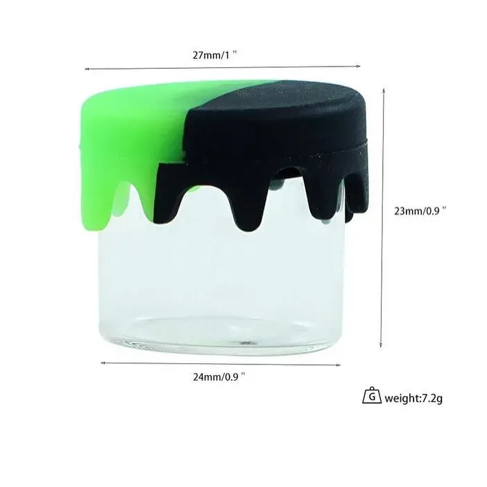 6ml Dry Herb Container Food Grade Nonstick Wax Storage with Silicone Lid Glass Box Oil Jar for Dab Vaporizer Jars