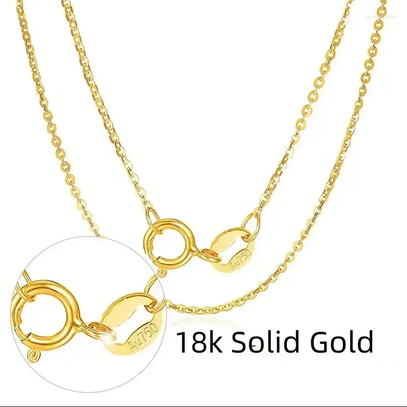 Chains Real 18K Gold Chain Necklace Classic O Design Pure Solid AU750 Fashion Fine Jewelry Gift For Women