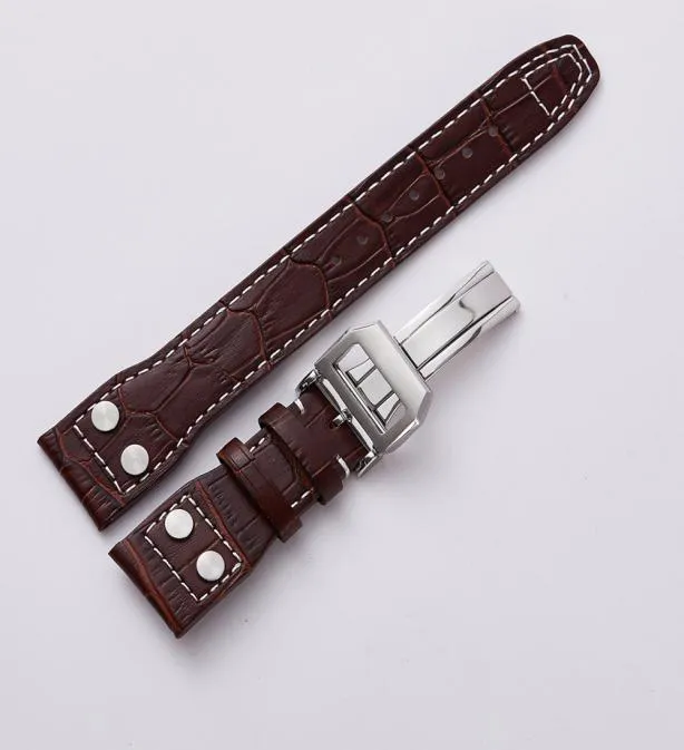 Ganzes echtes Kalb -Leder -Uhrengurt mit Schnalle Clasp Men039s Uhren Band für Fit IWC Armband 20mm 22mm2206476