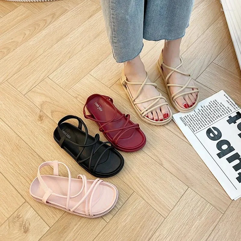 DHgate Womens PVC Flat Shoes Fashion Lace Up Sandals Cool and Comfortable Net Red Zapatos De Mujer Shoes Accessories