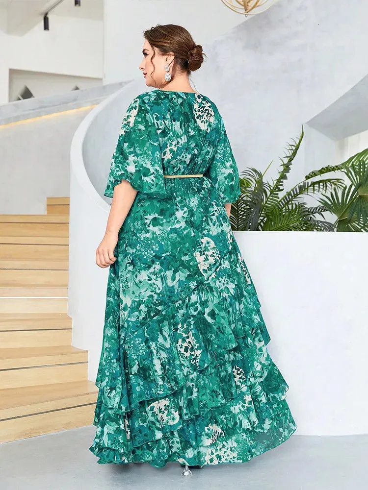 chiffon maxi dress size 18 Plus Size Applique Waist A-Line Chiffon Maxi Dress