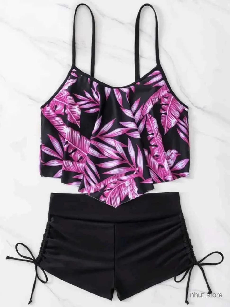 Women's Swimwear 2023 Ruffle Sports Bikini Set Two Piece Swimsuit Women With Shorts Swimwear Female Bathing Swimming Suit Beach Wear Summer