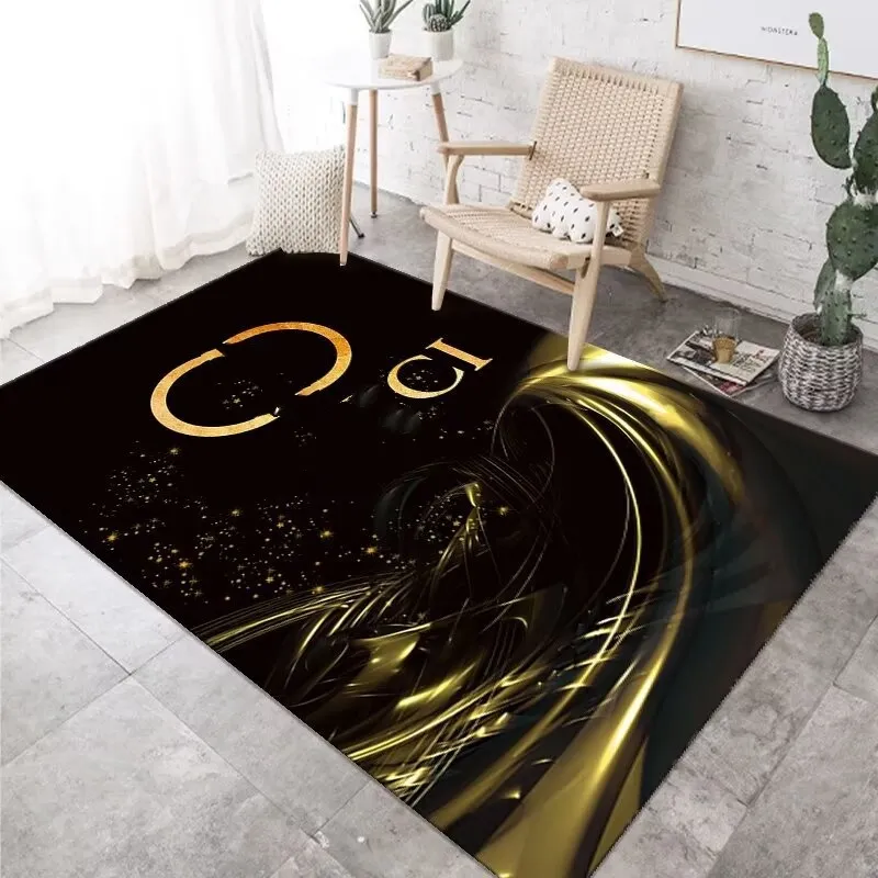 Groothandel rechthoekig woonkamer tapijt Modern licht luxe kristallen fluweel fluweel groot logo premium tapijt woonkamer slaapkamer slaapkamer bed tapijten