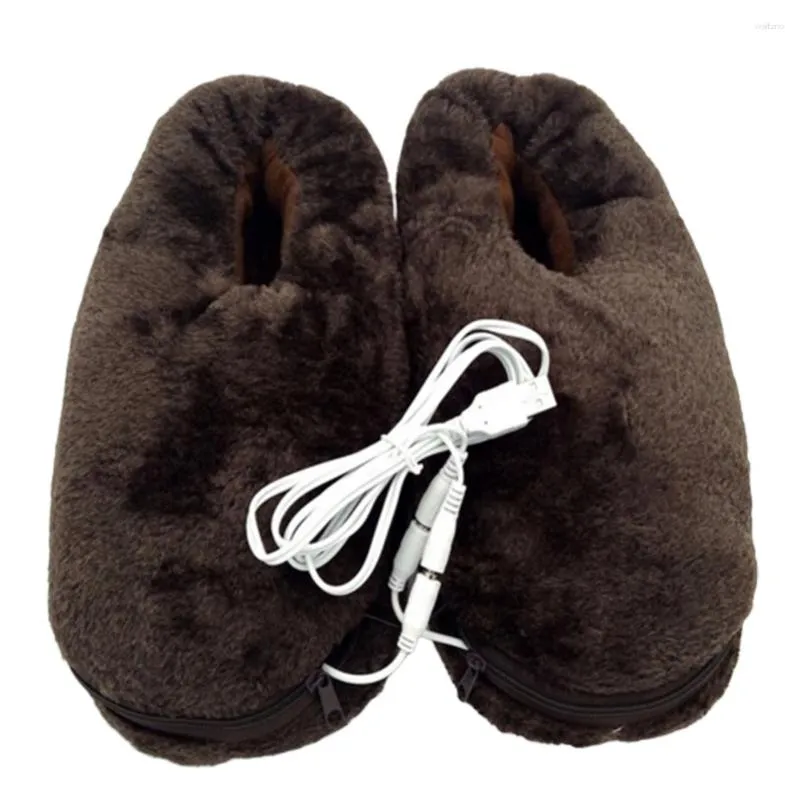 Pantoufles à froid doux relief d'hiver pieds électriques chauds chaussures de chauffage à la maison pavé usb pratique cadeau portable fiable pantoufle chauffée fiable