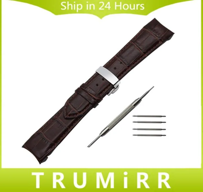 T035 Couturier Watch Band Buerfly Clasp Strap Wrist Bracelet 22mm 23mm 24mm6350127用の曲線端端皮革ウォッチバンドツール