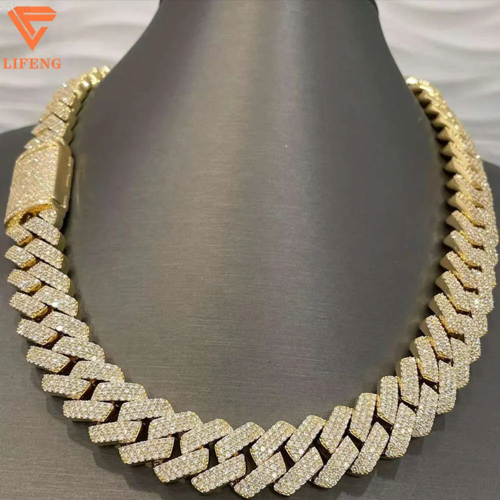 Populaire 18 mm vergulde ketting D VVS Moissanite Diamond High-End Luxury Diamond Cuban Link Chain for Men