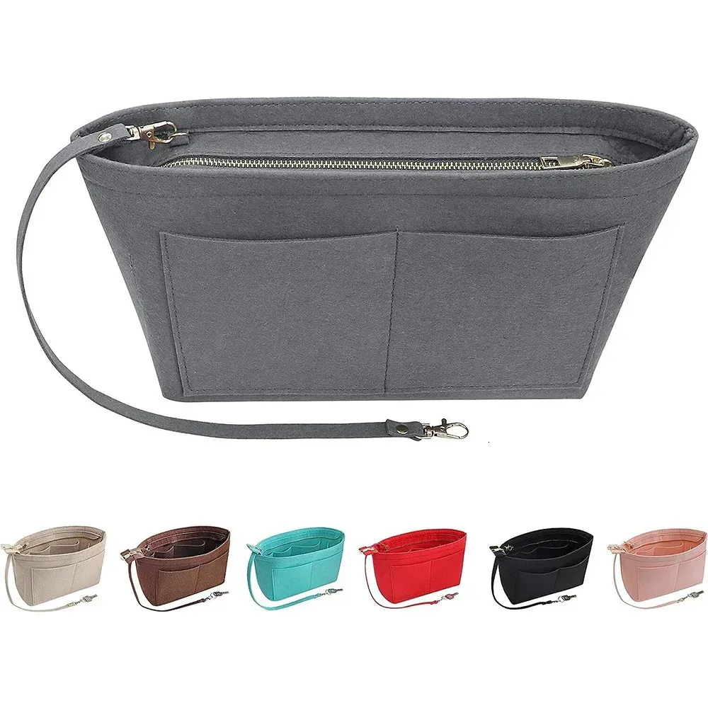 Passar olika filt Insert Bag Portable Brand Bags Inner Purse för handväska Kosmetiska väskor Travel Portable Insert Purse Organizer 240412