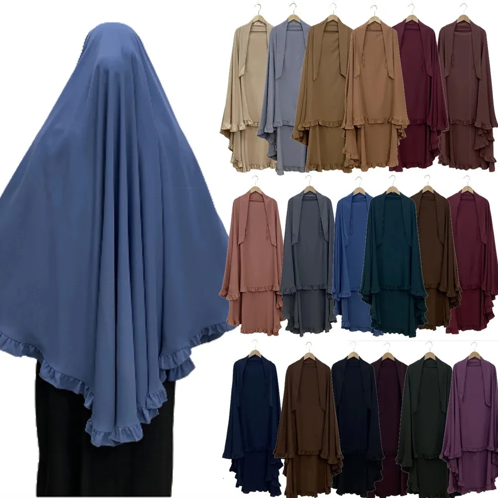 Długa Khimar Wysokiej jakości Nida muzułmańska Eid Ramadan Islamskie ubrania krawat z powrotem nad głową modlitwa szalik kobiety hijab velil abaya headdress240403