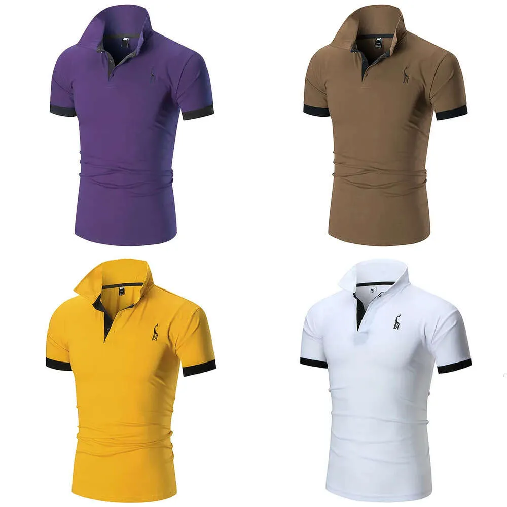 Polo 2020ss Мужская рубашка полошариста мужская хлопковая смесь с коротким рукавом повседневное летняя дышащая сплошная одежда фиолетовая рубашка M-5XL