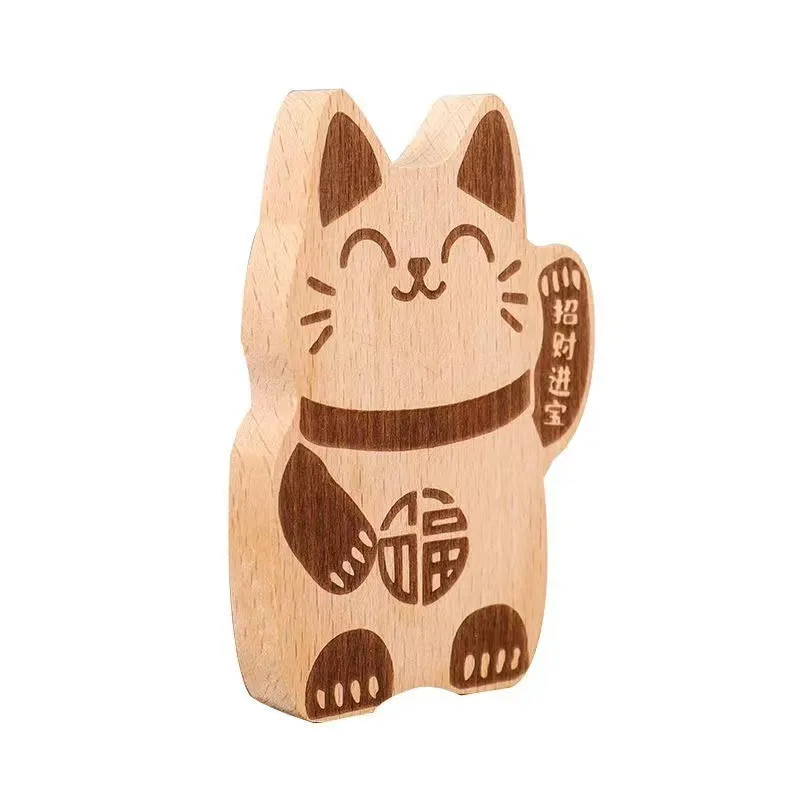 Cute Lucky Cat Solid Wood Fridge Magnet Decorative Home Multi Functional Portable Beverage Bottle Opener 100pcs Fast DHL