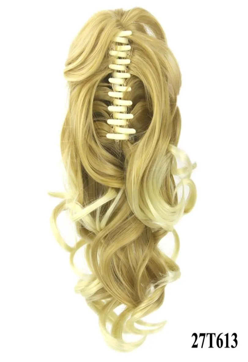 Ponytail Claw Clip Hair Extension Krótki kucyk kręcone syntetyczne włosy kucyk ogon do włosów Blond Grey Claw Ponytail dla czarnego WOM7516109