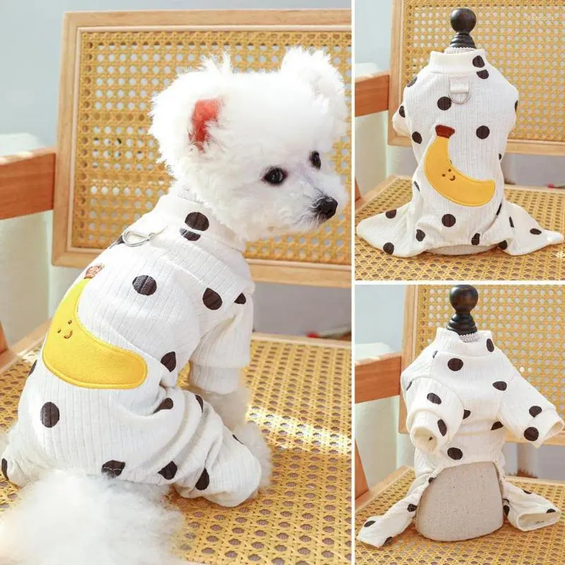 Hondenkleding Pet Jumpsuit Dogs Stijlvolle pyjama's schattig bananenpatroon voor klein met tractie Buckle Polka Dot Chihuahua