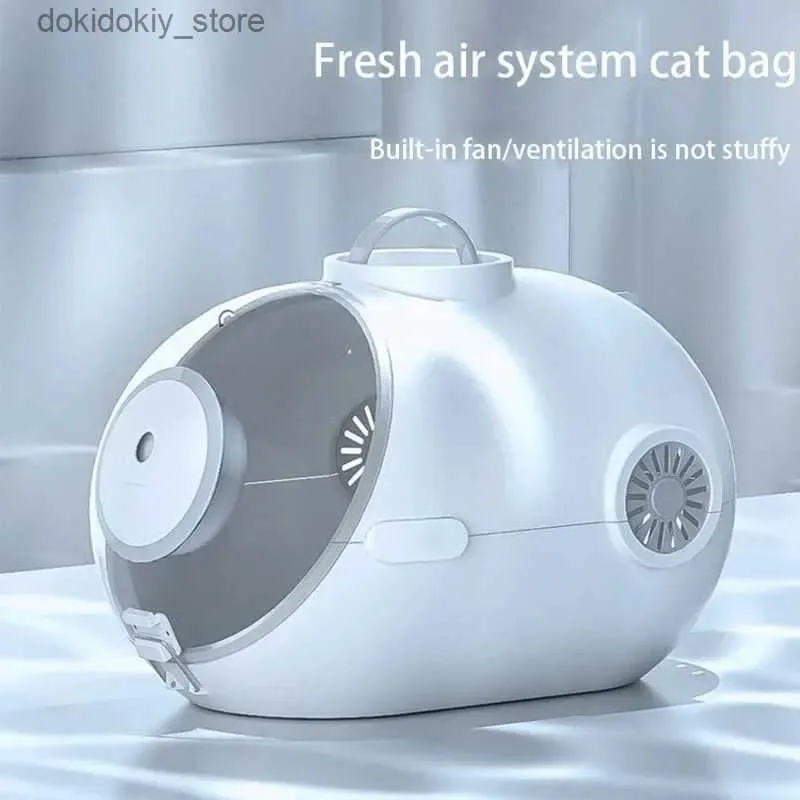 Cat Carriers Crates Houses Cat Backpack with Fan Space Capsule Breathable Handba Oblique Cross Lare Capacity Carryin Pet Carrier Cat Cae Cats Supplies L49