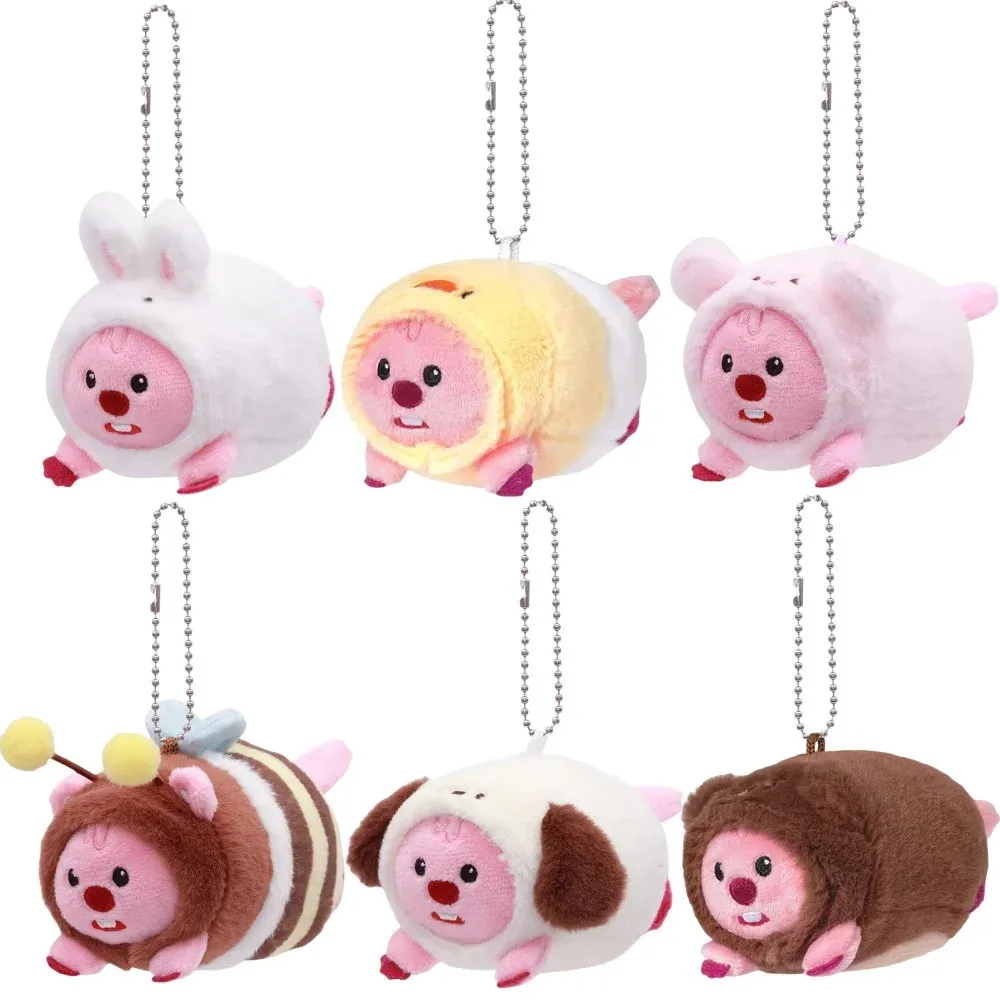 10cm393in loopy Original Cartoon Plush Toy Little Beaver Rock Anime Kawaii Doll Keychain Pendant Ornamental Kids Gifts 240418