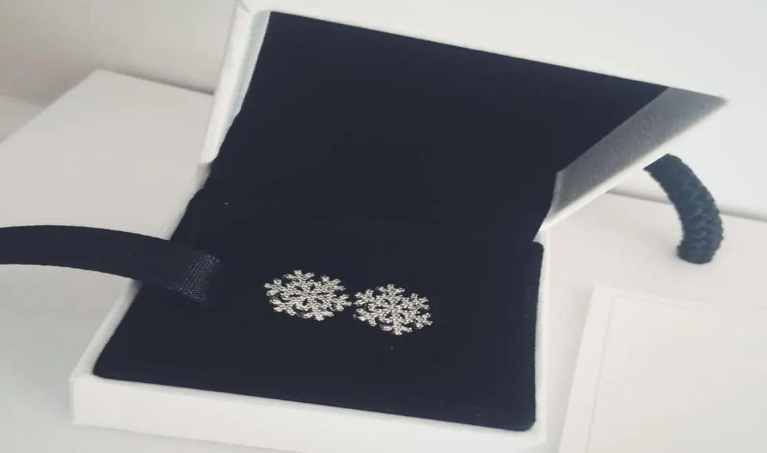 여자 039S 귀여운 보석 925 스털링 실버 눈송이 스터드 이어링 오리지널 상자 P Real Silver Earrings 크리스마스 선물 7375813