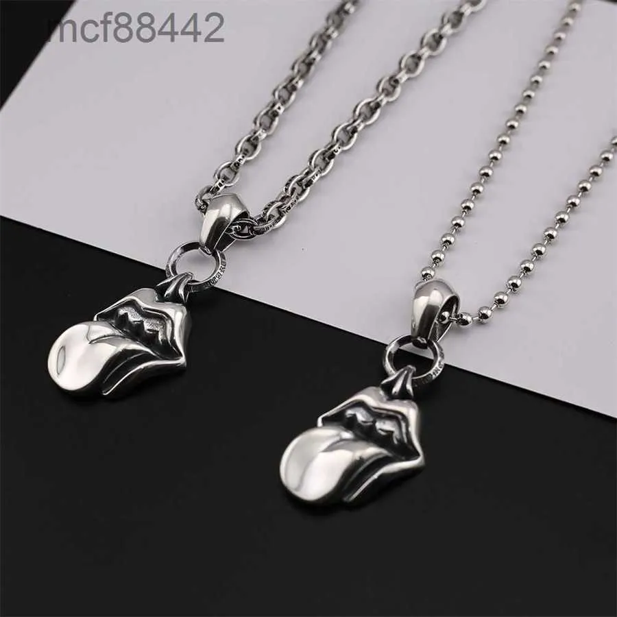 Chl kro big tongue collier pendant mode punk pull en argent thaïlandais pour hommes et femmes