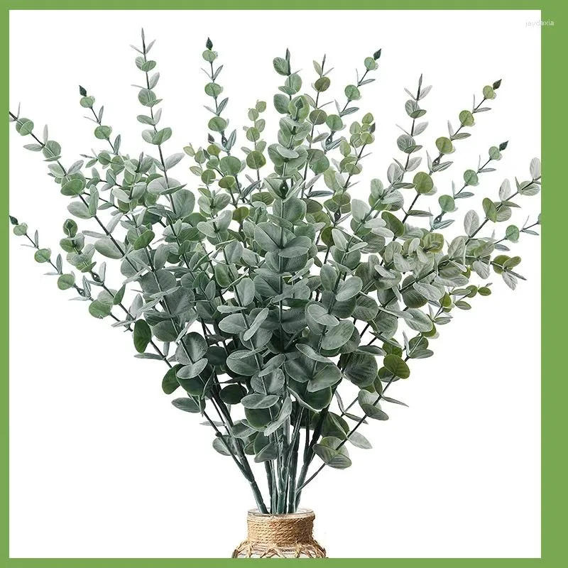 Flores decorativas Eucalipto artificial Plantas simuladas 5 Fork de 74cm Vaso de mesa de casamento Flor ornamental