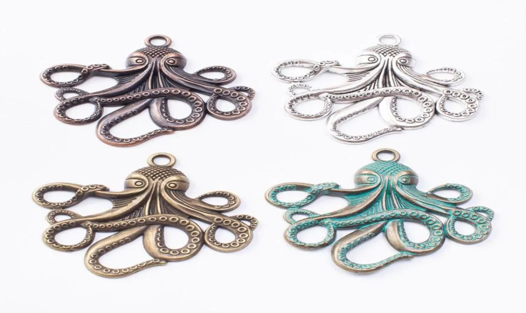 20pcs 5557MM Vintage bronze antique Silver color copper octopus charms metal pendant for bracelet earring necklace diy jewelry6369798