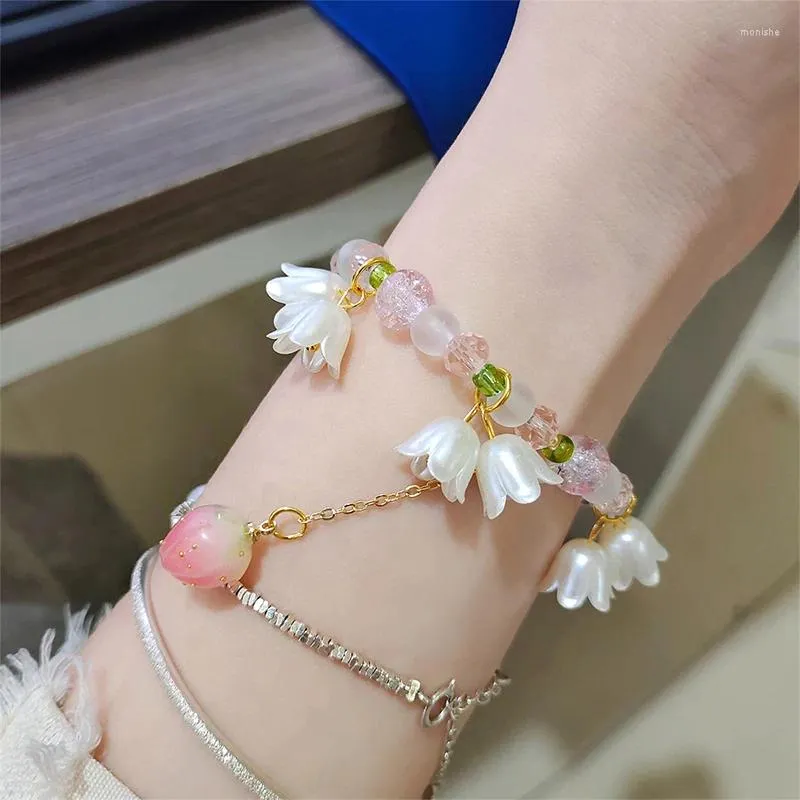 bangle 1pc سوار زهرة زهرة خمر حلوة للنساء للنساء النمط الكوري لطيف شرابة الشران الوردي قلادة المجوهرات الجمالية