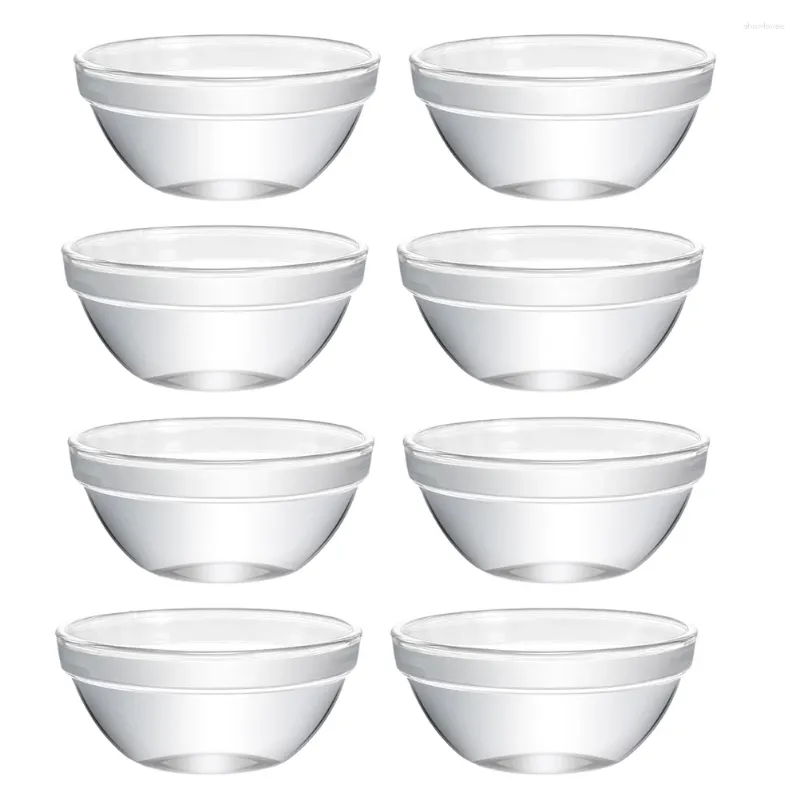 Dinnerware Sets 8 Pcs Bozai Cake Bowl Clear Container Lid Jelly Bowls Spaghetti Pudding Storage Glass Serving Holder Mousse