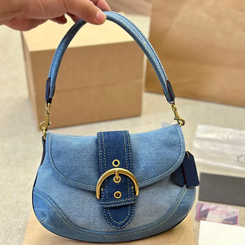 Denim Designer Spall Bullo Women Borse Borse Borsa Borsa da viaggio Carryall Old Flower Bag Borse Borse Backpack Gold Hardware Casa