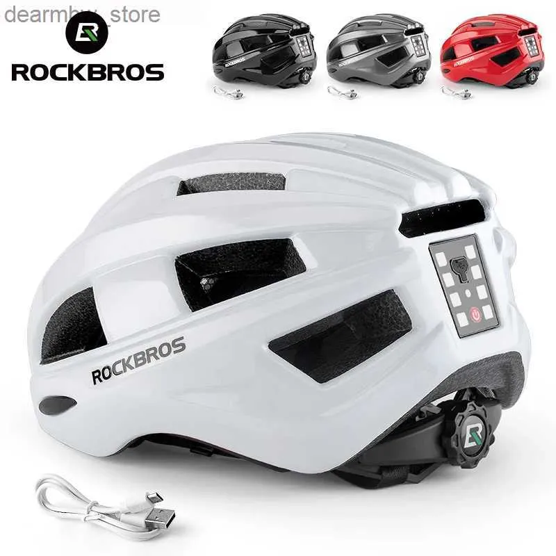 Cycling Caps Masks Masks RockBros Bicycle Light Helmet MTB Road USB WAARSCHUWING ACHTERLICHT CYCLING HELME EPS PC Intergrally-Golded Safety Bike Helmet L48