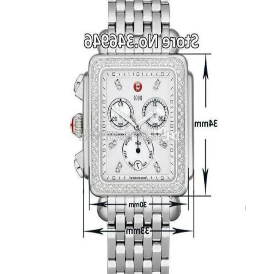 33mm Michele Signature Deco Diamond Chronógrafo Mãe de Pearl Ladies Quartz Watch3640731