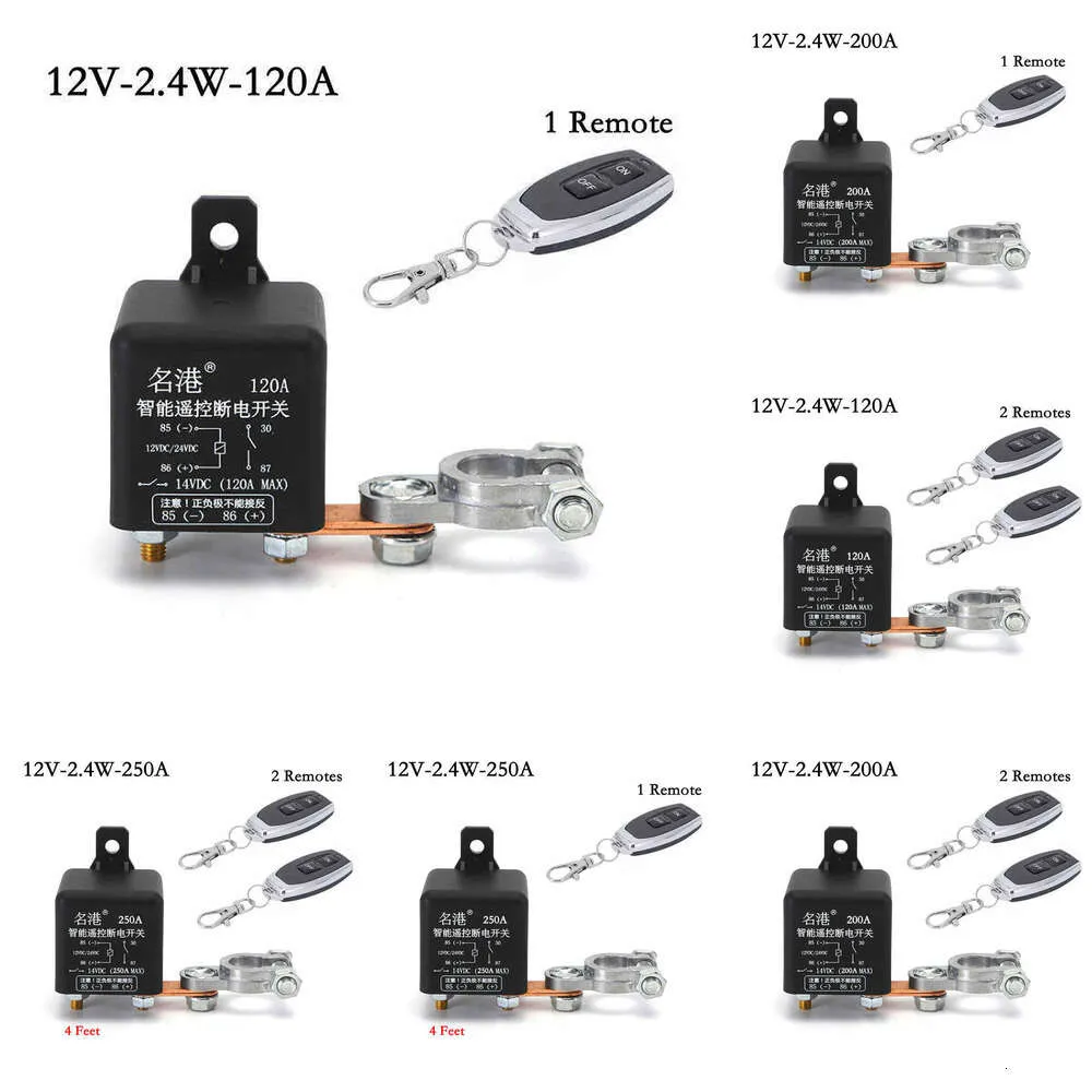 2024 12V 120A/200A/250A Universal Battery Switch Relay Integrierte drahtlose Fernbedienungssteuerung Trennung von Isolator -Master -Schalter Abschnitt