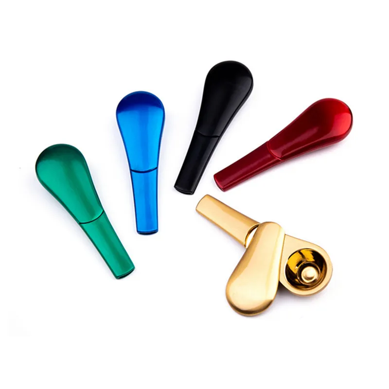 Colorful 3.8 pouces Journey Metal Pipe Aagnet scoop alliage zinc Anodisé Fumer à la main Pipes de cuillère avec boîte cadeau Herbe Dry Herb Tobacco Brûleur d'huile en gros