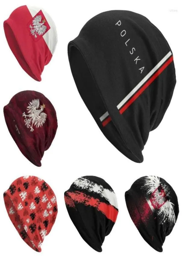 Boinas Polonia Flagal Skarlies Gaijas Capas Invierno Hombres cálidos Mujeres tejidos unisex Polska Polska Polacio de brazos sombreros de capó 7152804