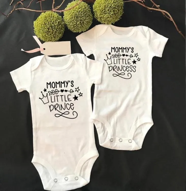 Rompers Mommy039s Little Prince Princess Twins Baby Boy Girl Bodysuit Born Cotton Clothes Cute Summer Infant Gifts3981509