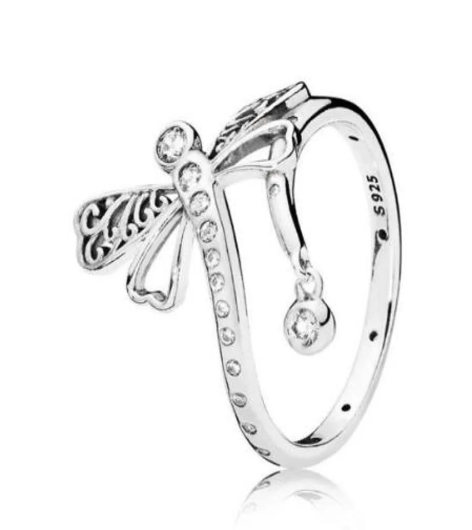 Anello originale 925 Sterling Silver Delicate Dreamy Dragonfly Ring per donne Impegno per matrimoni Gioielli Fashion Gioielli 8783482