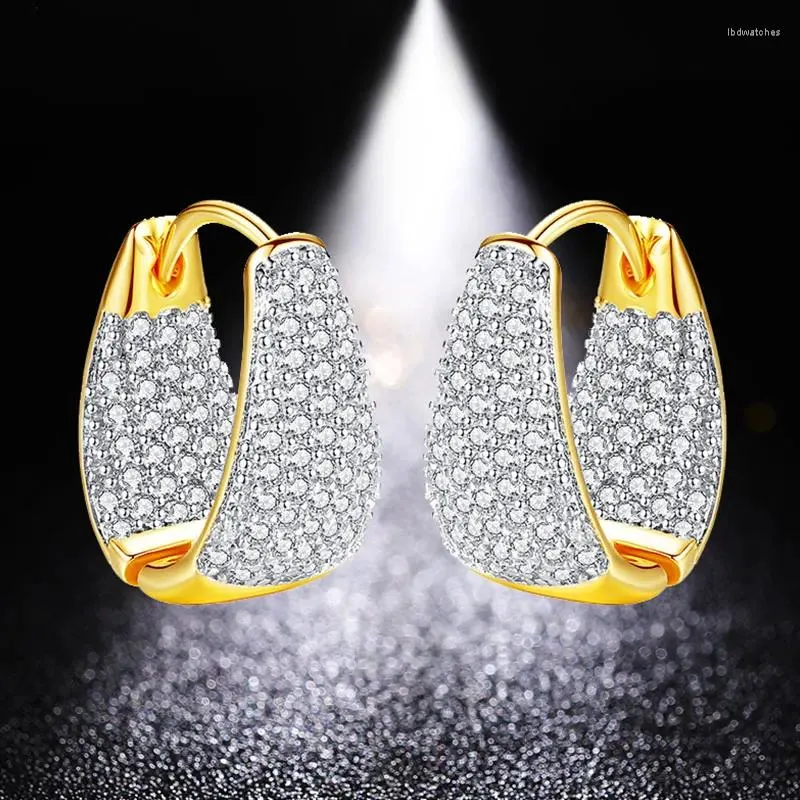 Boucles d'oreilles Stud Huami 18K plaqué or coréen mode de luxe de luxe Bijoux pour femmes de mariage en cuivre en cuivre incrusté