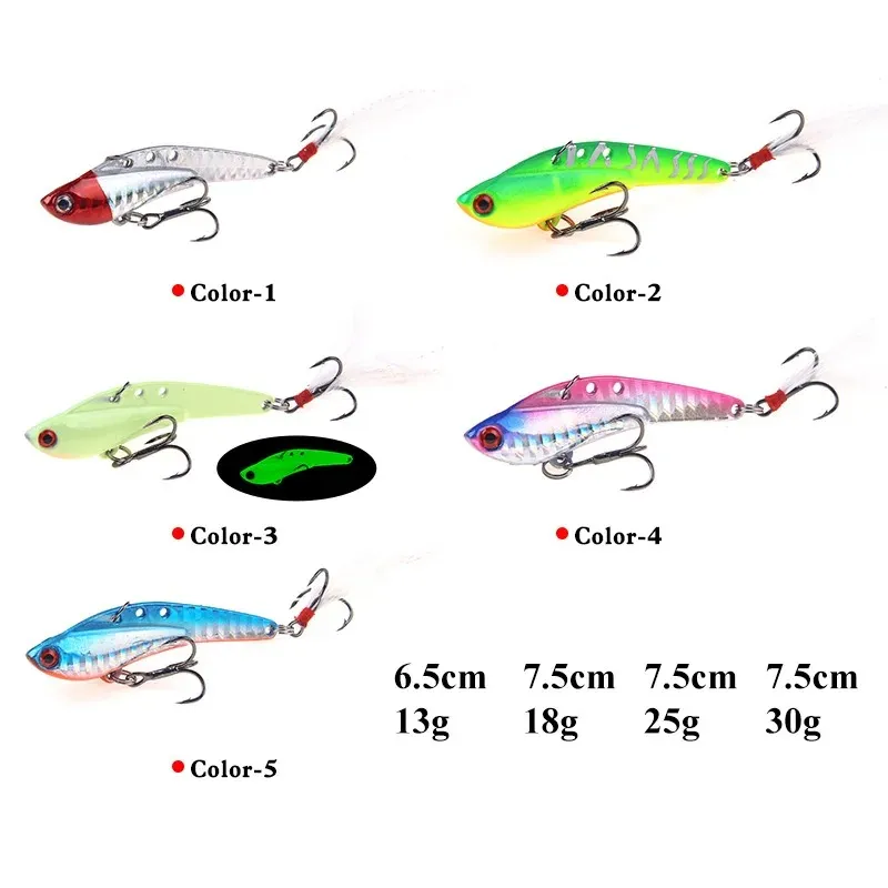 13G/18G/25G/30G Gelo Metal Fishing Lure Lures de vibração luminosa artificial para vibração de pesca de inverno Jerkbait Wobblers River Tackle Tackle