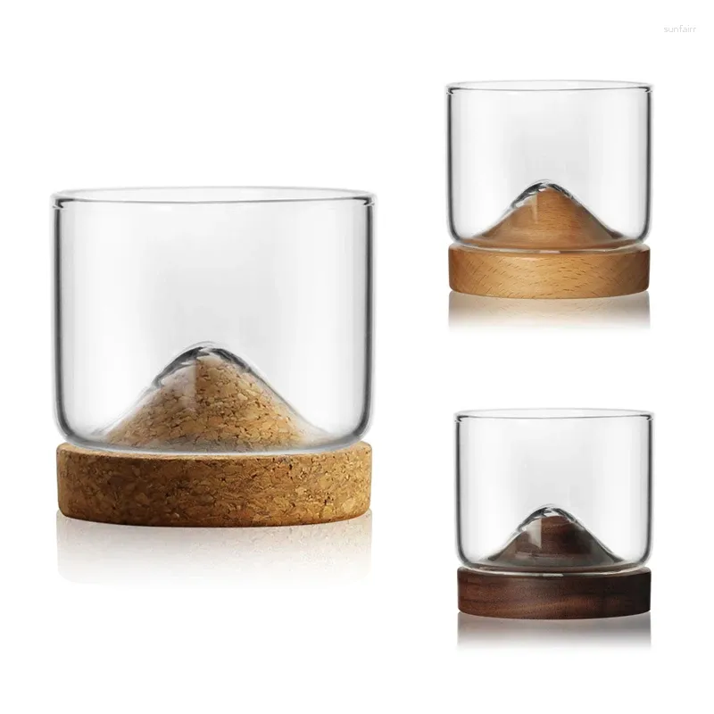 Weingläser Whiskyglas kleiner japanischer Stil Mountain Holzboden Originalität Kreative Verdickung