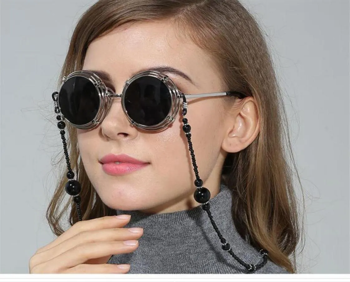 Женские ретро -винтажные жемчужные очки для глаз для глаз из бисера Солнце