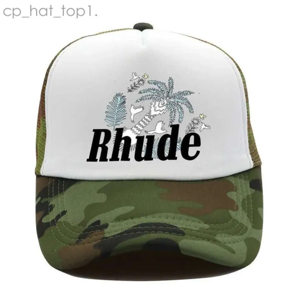 Rhude Hat Yeşil Mesh Patchwork Beyzbol Kapağı Erkekler Kadın Nakış UNISEX RHUDE Koleksiyonları Sıradan Kamyon Şapkası Ayarlanabilir Rhude Bonnet 6971